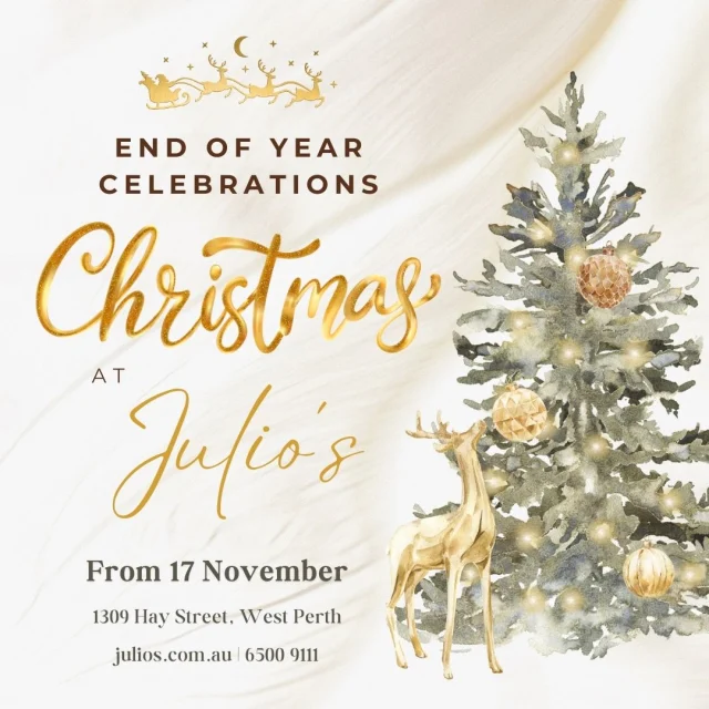 Deck the halls, pour the drinks and leave the planning to us…🎄✨
Whether it’s a corporate party, a team get-together, or a festive catch-up with friends, our End-of-Year Packages make it easy to toast to 2025 in the best way.
Savour delicious food, enjoy flowing drinks, and soak up the warm, festive atmosphere.
Spots are filling fast… are you ready to celebrate? 🥂
Reserve your spot now 👉 https://linktr.ee/JuliosItalian
#JuliosItalian #ChristmasParty #EndOfYearCelebrations #FestiveSeason #PerthEvents